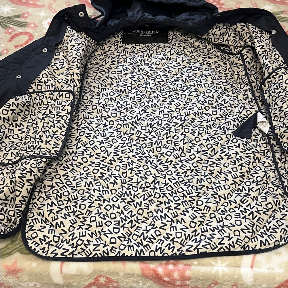 MaxMara Navy Quilted Jacket with Butterfly Emblem - Picture 7 of 10